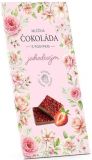 Mléčná čokoláda s jahodovým posypem 175g-Růžové květy
